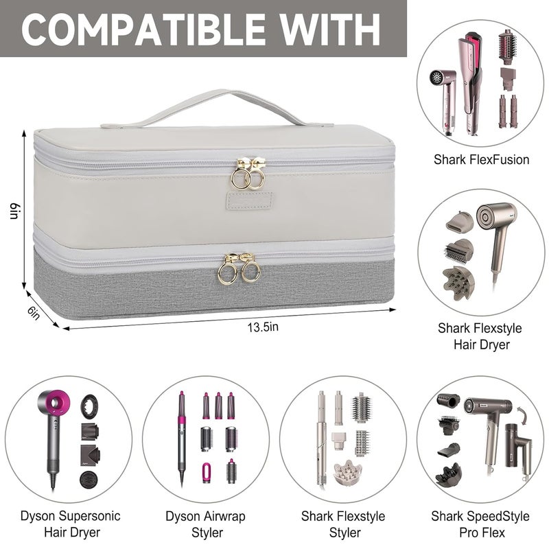 LEFORZ Travel Carrying Case Compatible with Shark Flexstyle/FlexFusion/Hair Dryer,Double-Layer Hair Hot Tools Storage Bag Fits for Dyson Airwrap Styler/Supersonic Hair Dryer and Attachments,Grey-Bag Only - Image 2